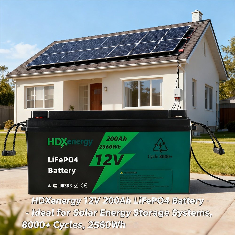 HDXenergy 12V 200Ah LiFePO4 Battery - Ideal for Solar Energy Storage Systems, 8000+ Cycles, 2560Wh
